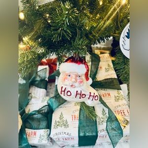 Ho Ho Ho, Santa Face Glass Ornament!